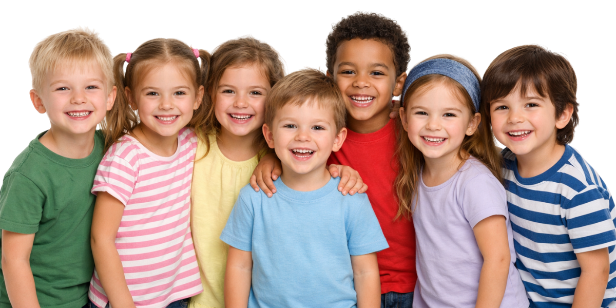 קבוצת ילדים מאושרת